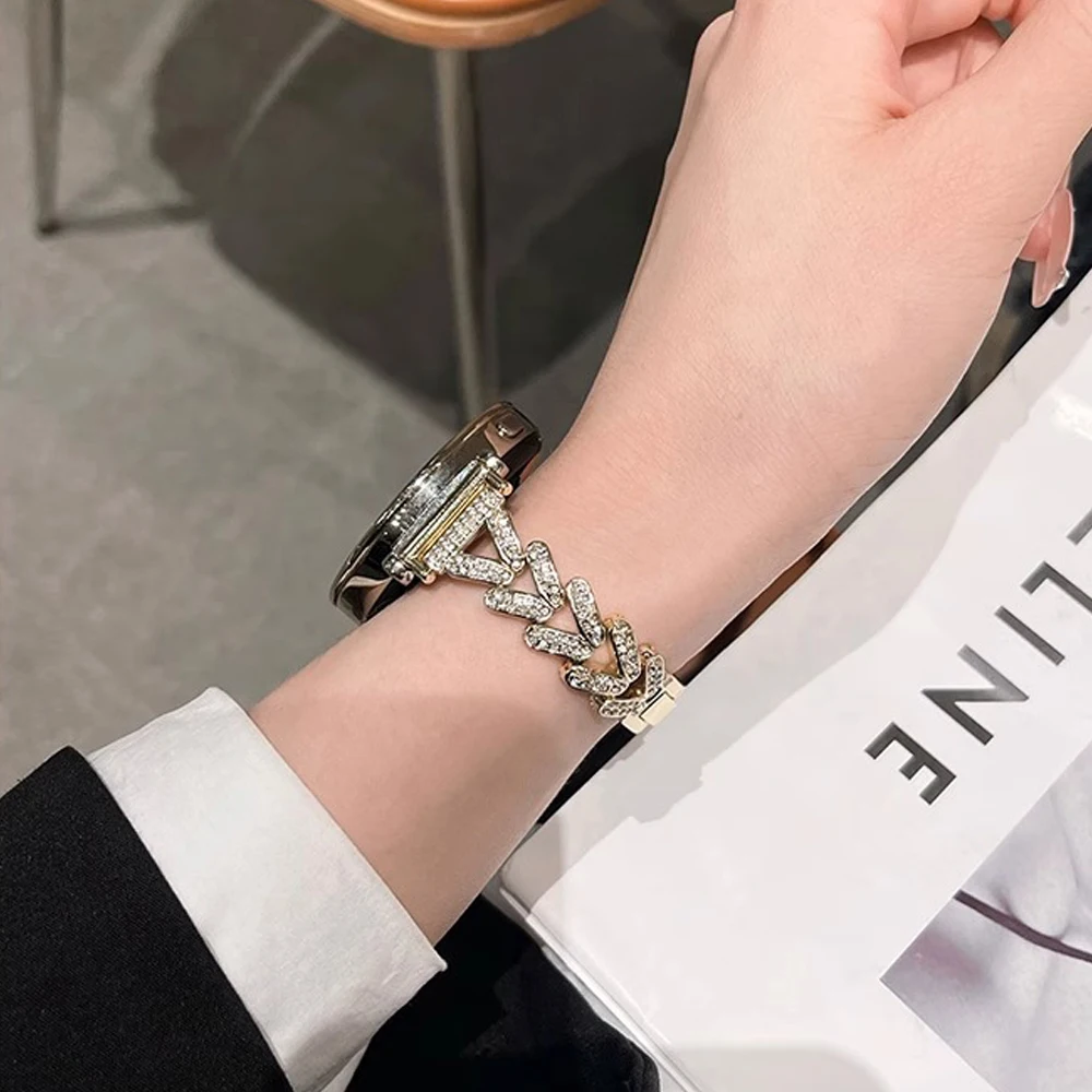 18 20mm 22mm cinturino di lusso in acciaio inossidabile per Huawei GT4/5 41mm cinturino da donna con diamanti per Samsung Galaxy 7 6 5 4 44mm 40mm braccialetto