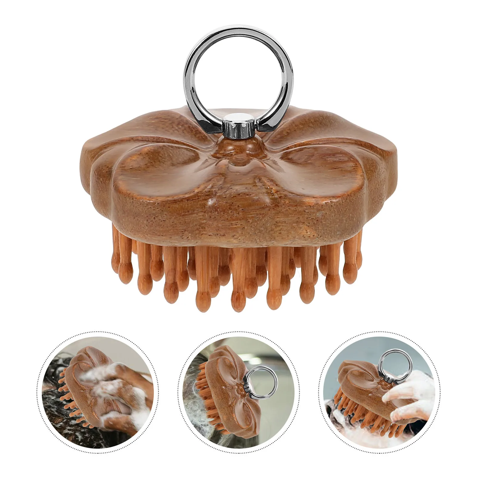 

Деревянная расческа для массажа кожи головы, дизайн с шипами, гладкие зубы, портативный инструмент для массажа волос, антистатическая расческа для распутывания волос для женщин и мужчин