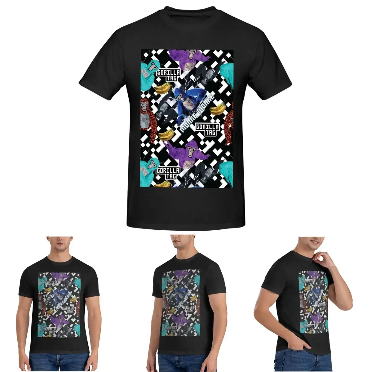 Gorilla Tag VR Gamer Merch Pixel Monke T-Shirt for Men Cotton Plus Size T Shirts Men's Tees Short Round Neck Clothes Tops S-6XL