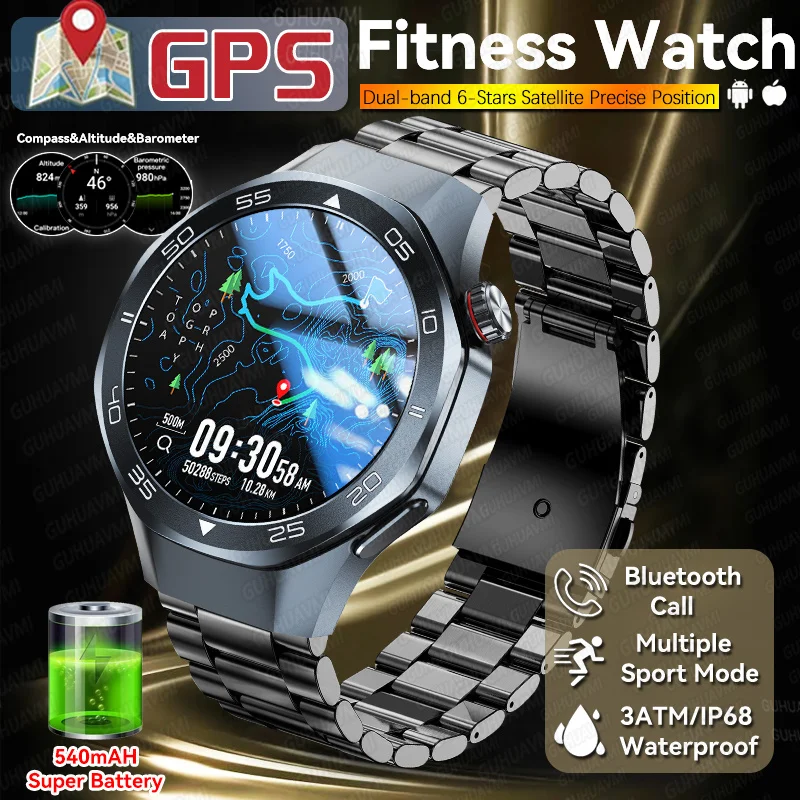 

Watch GT5 GPS Professional Outdoor Exercise Smartwatch 1.53"Ultra HD Built-in GPS Compass BT Calls 540mAh Health Test Watch 2025
