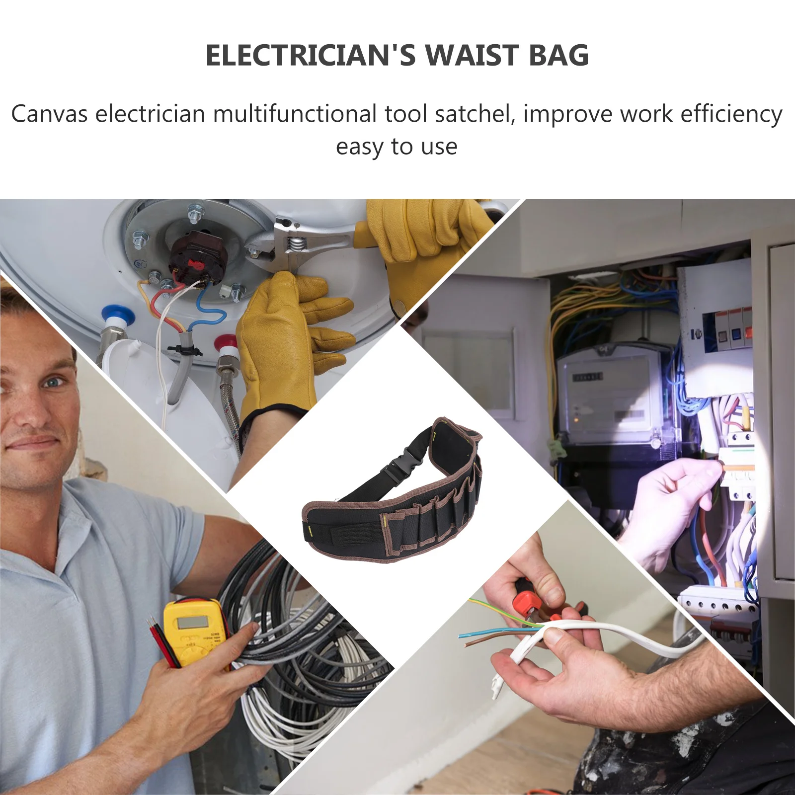 

Electrician Tools Belt Bag Multi-Pocket Adjustable Waist Oxford Fabric Hanging Pouch Tool Organizer for Professional Use