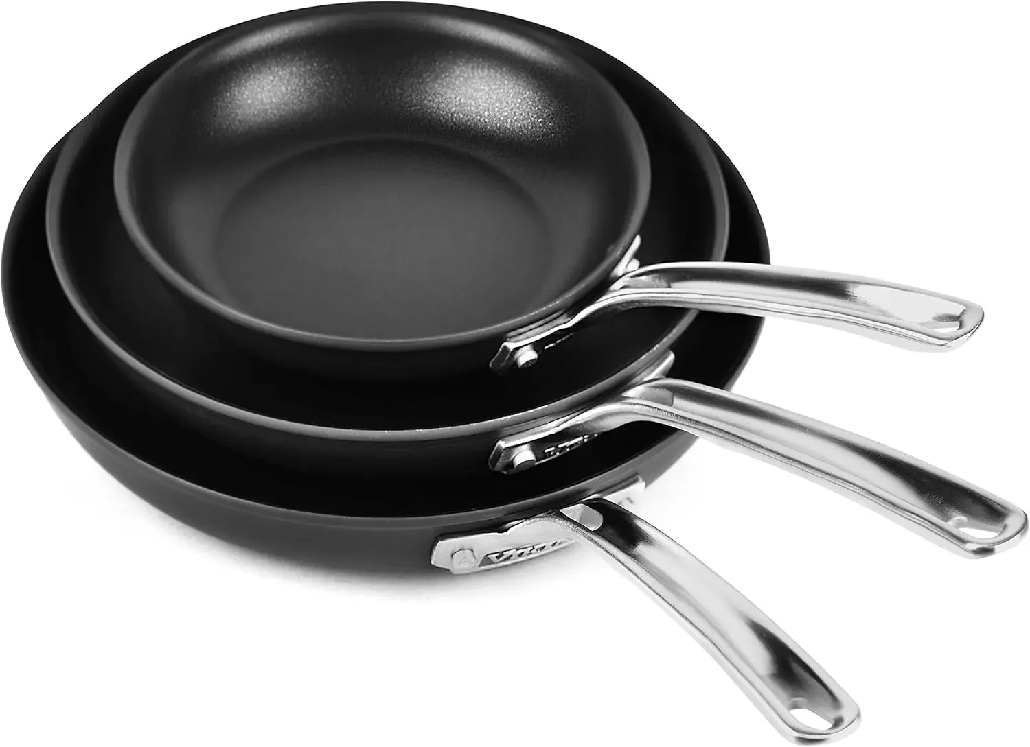 

Viking Hard Anodized Nonstick 3 Piece Skillet Fry Pan Set stainless steel cookware set