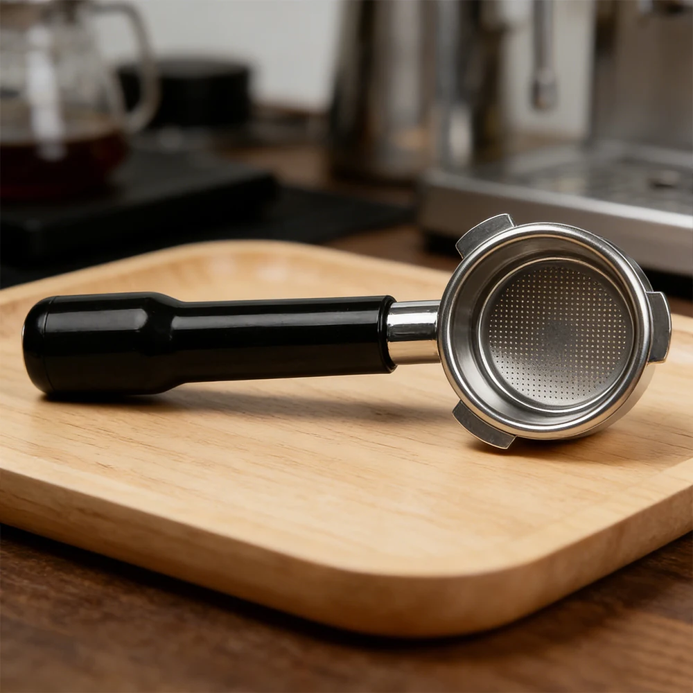Custom Heavy-Duty Luxury 54mm Stainless Steel Bottomless Portafilter Plastic Handle Eco Friendly Polished Design