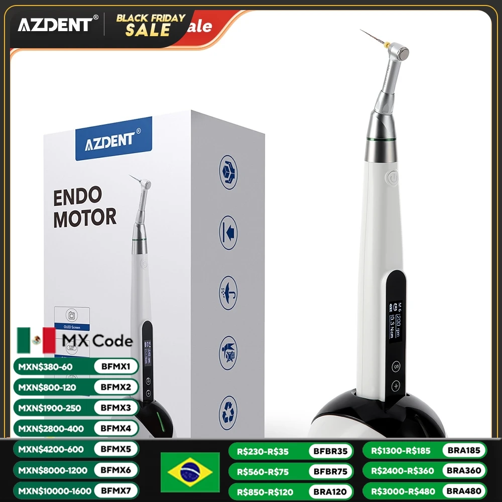 AZDENT 16:1 Wireless Dental Root Canal Therapy Instrument 9 Programs Dental Endo Motor can Smart Auto-reverse Dental Equipment