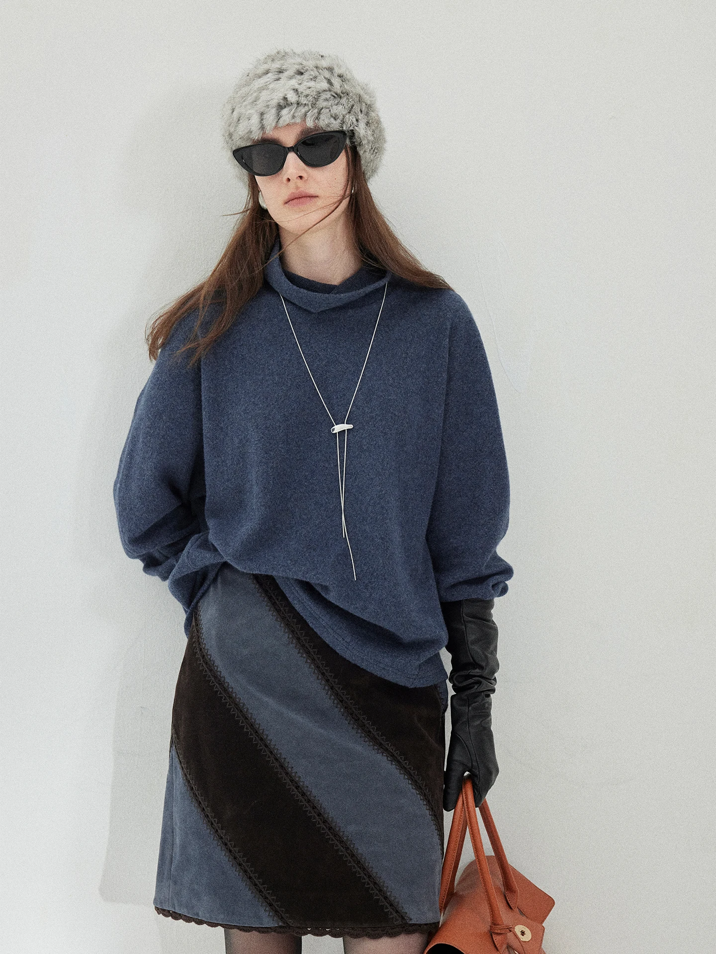 

Ультрамягкая вязаная футболка с длинным рукавом из смесовой шерсти и хлопка, с высоким воротником, базовый слой, Moofeel Combed, для поездок на работу и повседневной носки