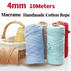 10Meters 4mm Cotton Cord Braided Twisted Macrame Rope 100% Natural Cotton For Handmade Home Decoration DIY Crafts
