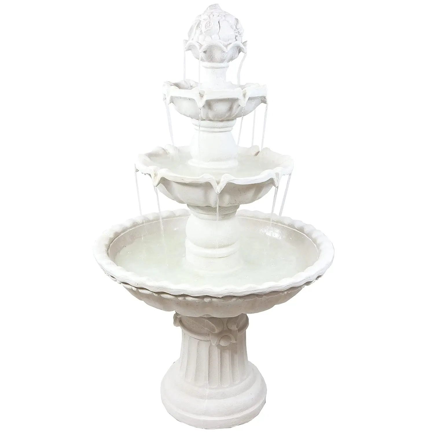 

52in 3-Tier Outdoor Water Fountain with Fruit Top Garden Patio Yard Balcony White, Customized