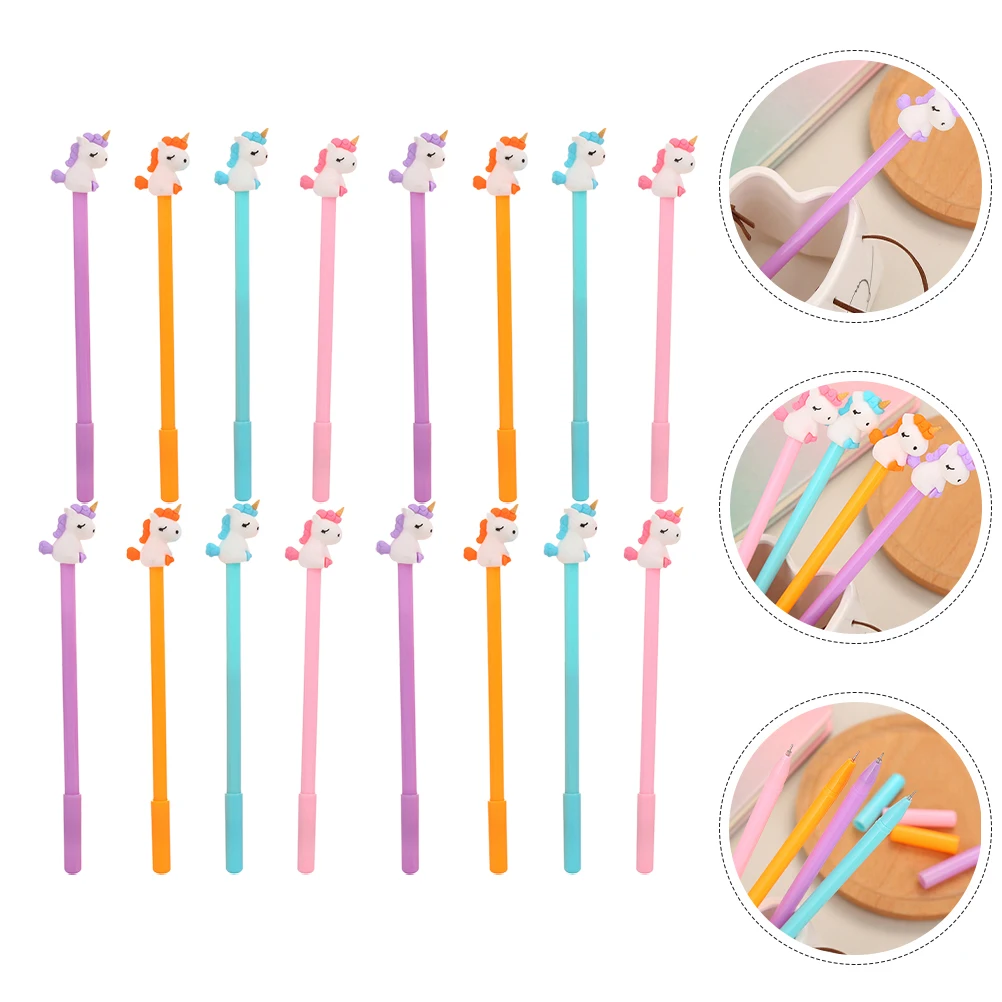 16Pcs Gel Pen Neutral Type Cartoon Design Smooth Writing Ergonomic Grip Portable Stationery Suitable for Study Office