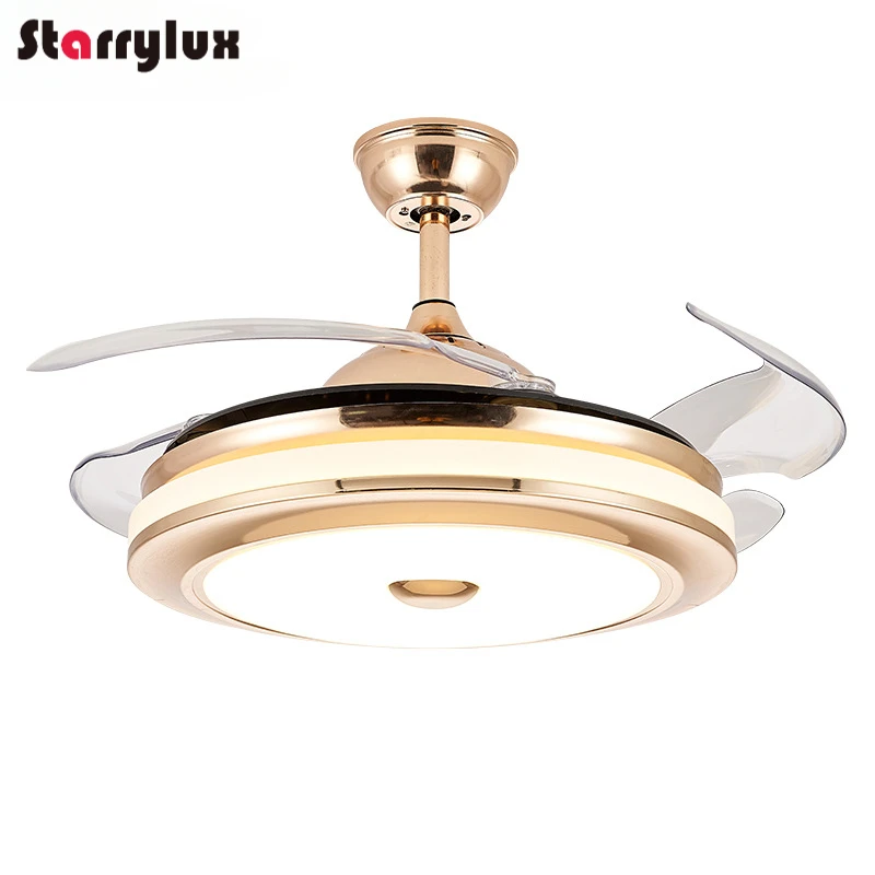 New Asian Style Ceiling Fan Light - 42/48" Hidden Blades LED fan lamp Remote Control 3-Color Light