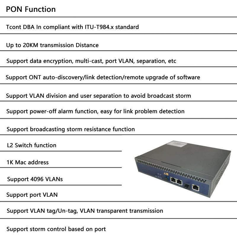 GPON OLT 1:128 Compatibile XPON ONU SNMP 1PORT FTTH Mini Telnet CLI WEB Manage Function Single Port