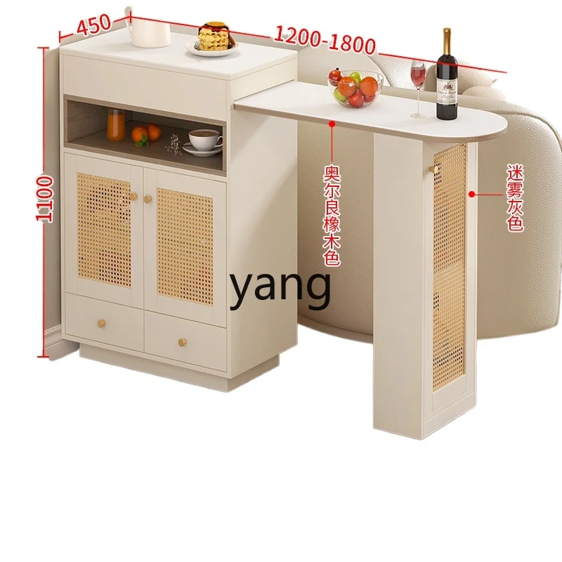 LMM imitation rattan woven door rock slab bar table partition bar table integrated cream wind living room dining side cabinet