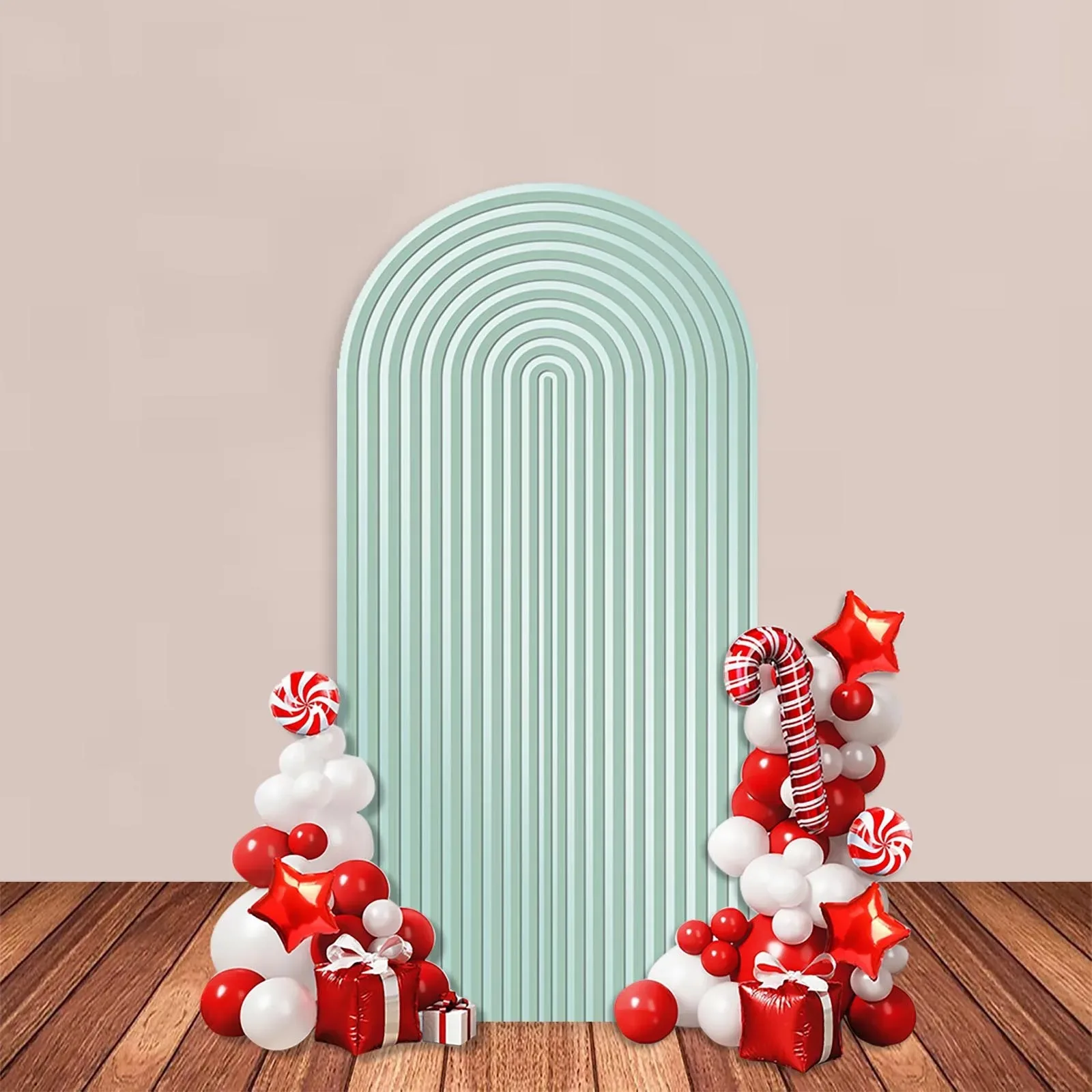 Green Ripples Leaves Wedding Birthday Arch Backdrop Cover Stripes Bachelorette Party Decor Portrait Photozone Wall Background