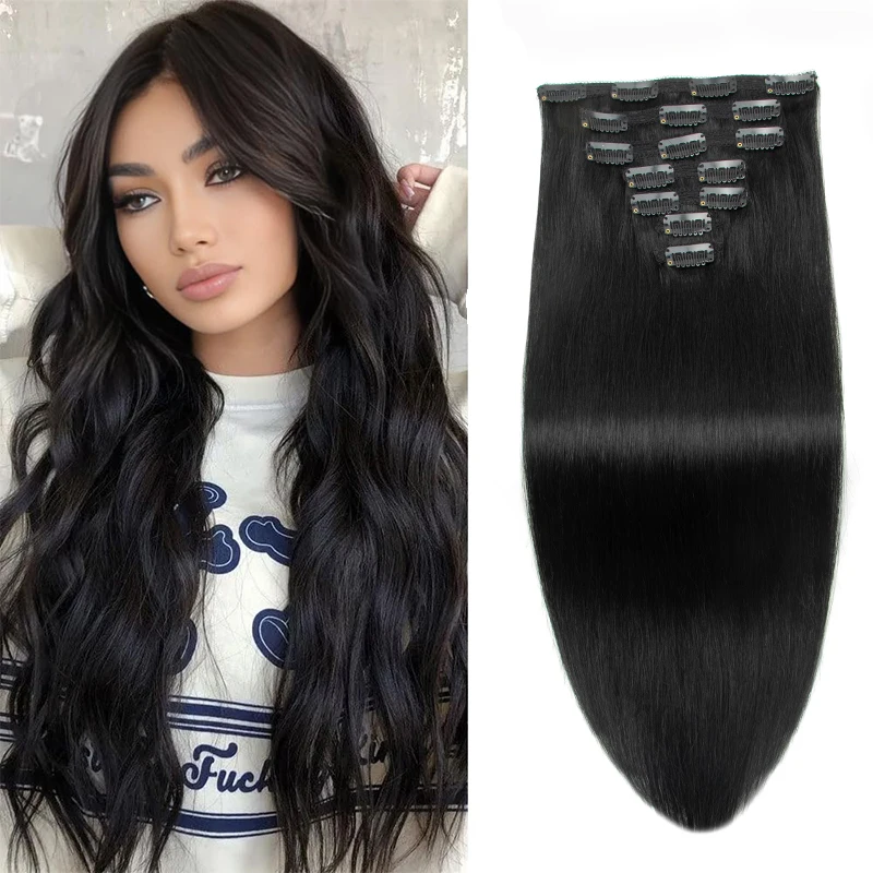 

Накладные пряди для волос на клипсах из натуральных человеческих волос, блонд, мега-объем, на защелках, для полной головы, 12 дюймов