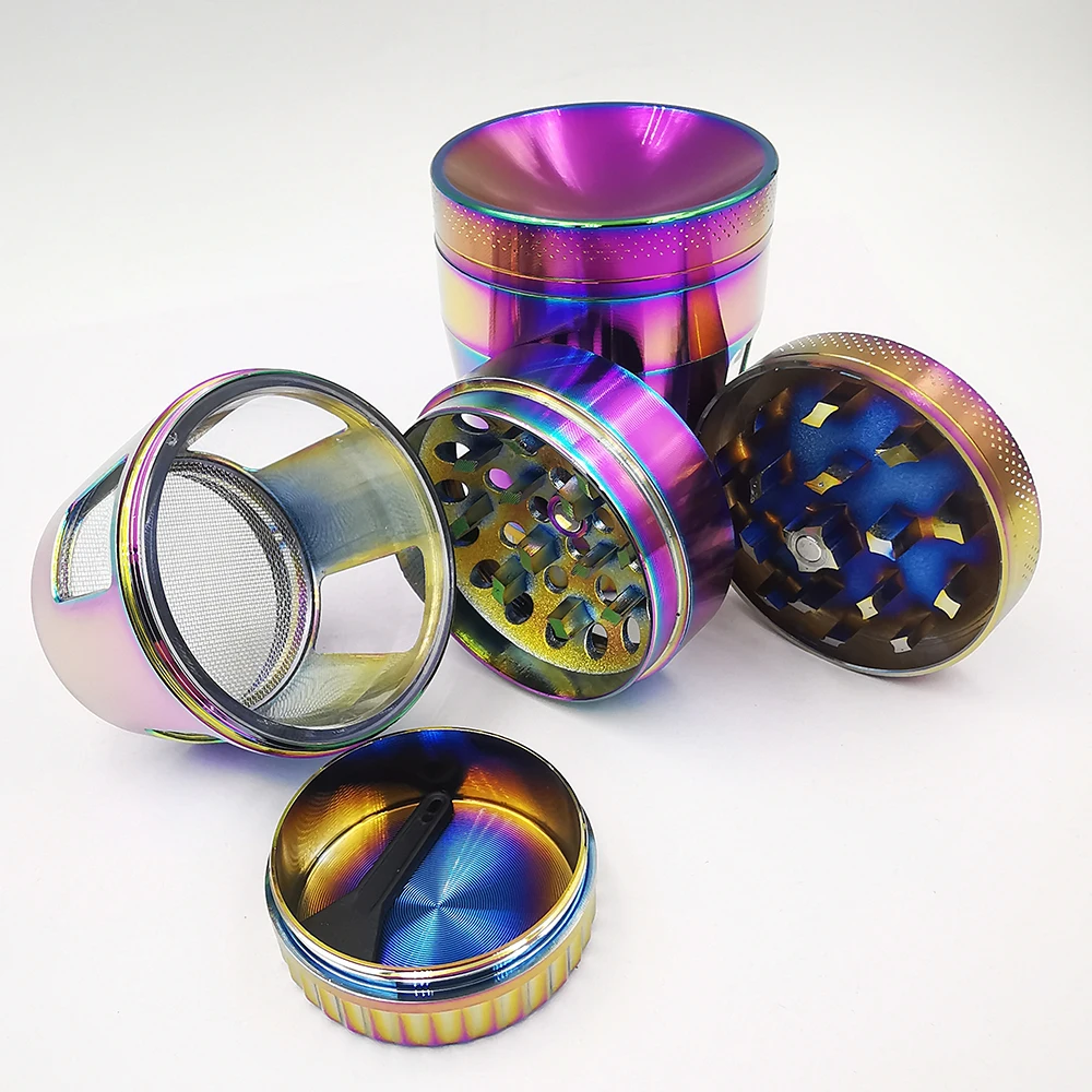 2inch 50MM Concave Colorful Metal Herb Grinder Tobacco Smoke Crusher 4 Layers Huge Storage Herb Grinder
