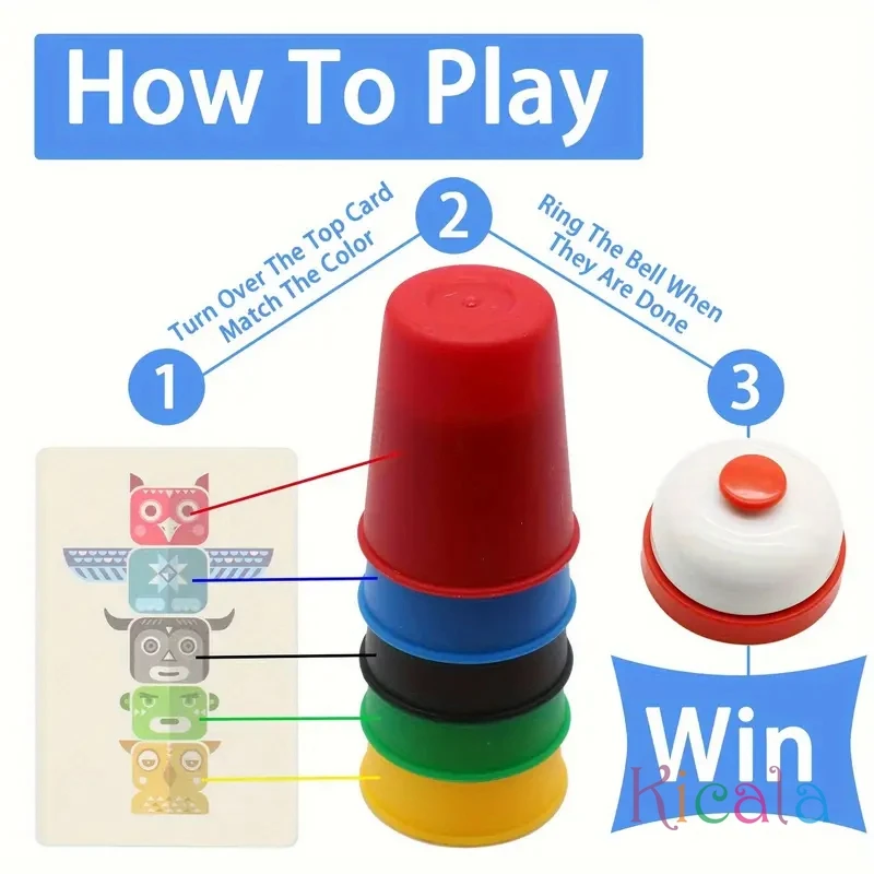 Juegos de copas rápidas para chico, juego clásico de copa de velocidad para padres e hijos, juego educativo, apilamiento deportivo con juego de rompecabezas de campana