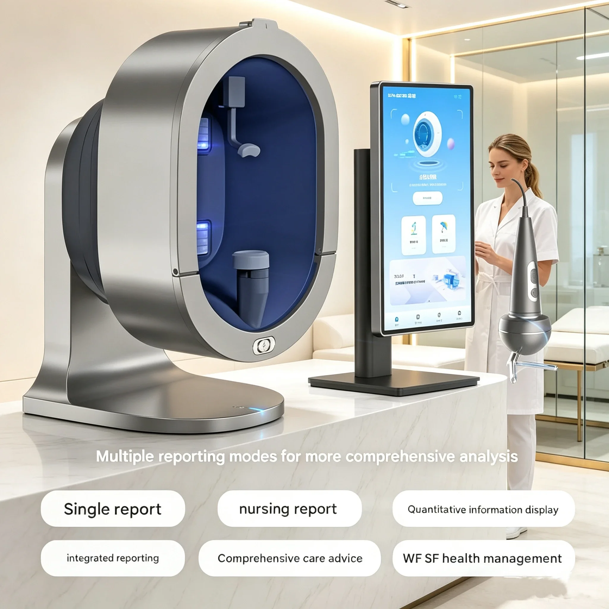 2026 XINGCE X5-AI Skin Analyzer 11 Spectrum Facial Detector AI Aging Acne Pigment Tester Salon Skin Machine Touch Screen