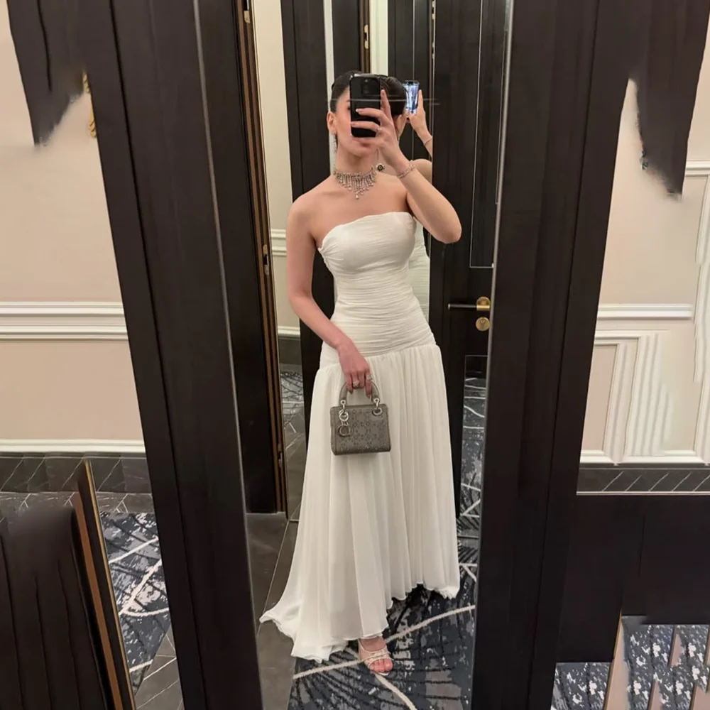 

Простое вечернее платье для женщин без бретелек плиссированное шифоновое трапециевидное вечернее платье элегантное вечернее платье с открытой спиной по индивидуальному заказу