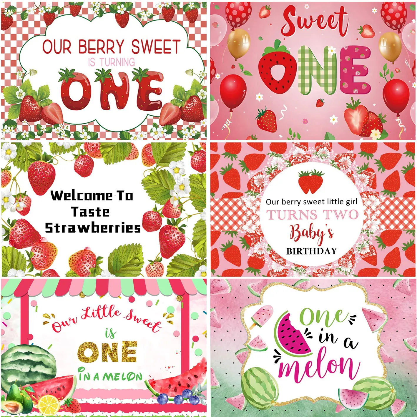 Strawberry Watermelon Fruit Photocall Newborn Baby Birthday Party Photography Backdrops Photo Backgrounds For Photo Studio