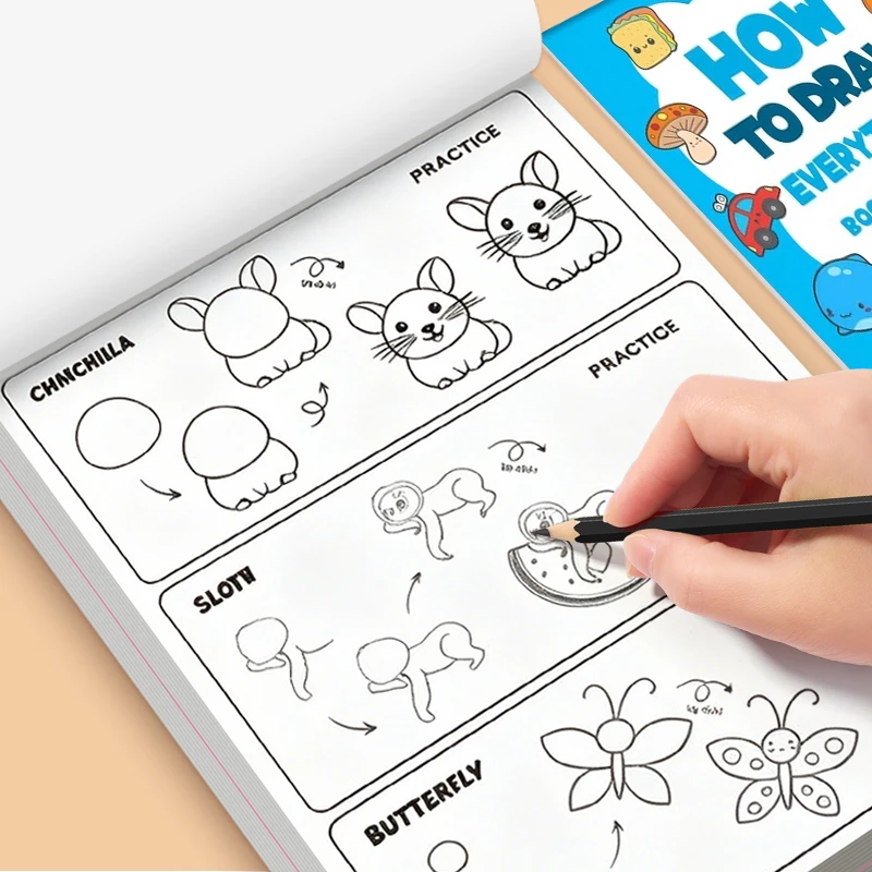 32-Page Step-By-Step Drawing Book and Exercise Book, Featuring 96 Animal Coloring and Drawing Lessons, Interactive Animal Drawing Tutorials, Suitable for Children and Young Artists Aged 3-12, as a Guidance Gift for Home Education or Daily Learning, Tabletop Game.