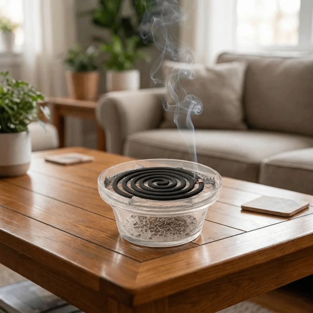 Minimalist Transparent Glass Incense Burner Anti Dust with Filter Screen Mosquito Coils Tray Round Incense Holder Office