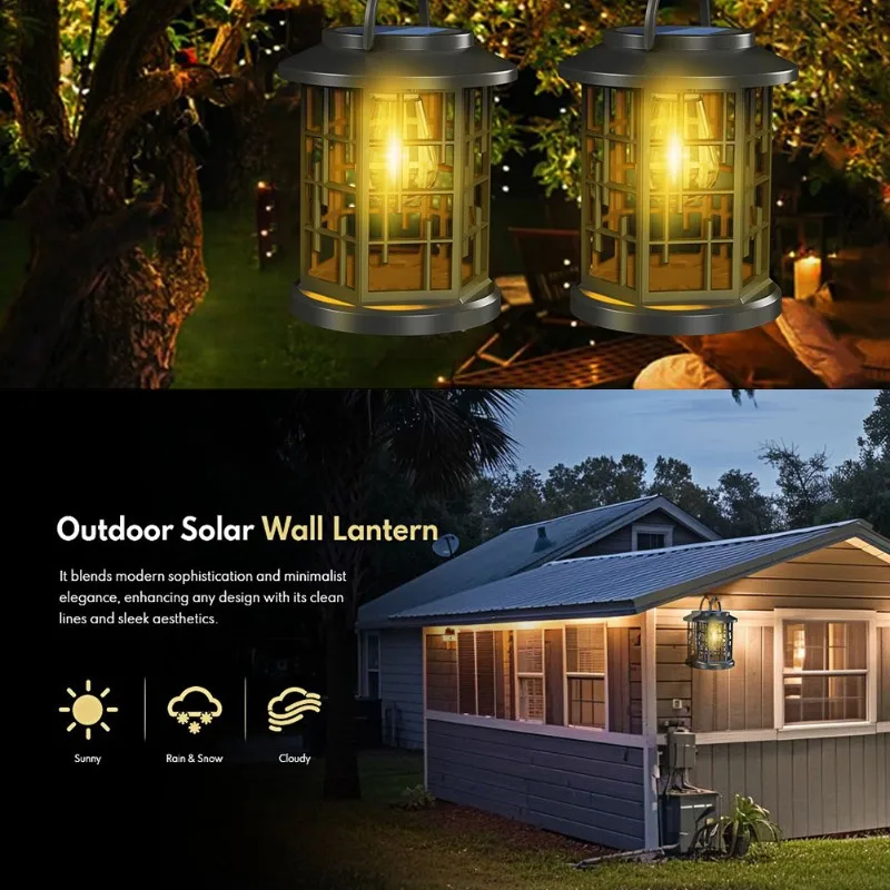 ABAE-Solarlaternen, wasserdicht, verbesserte helle hängende Solarleuchten für draußen, für Garten, Terrasse, Hof, dekorativ