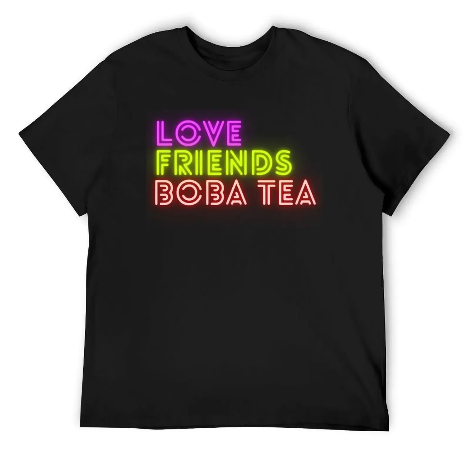 Love Friends Boba Tea- Neon BobaHead T-Shirt blanks Blouse customizeds mens t shirts