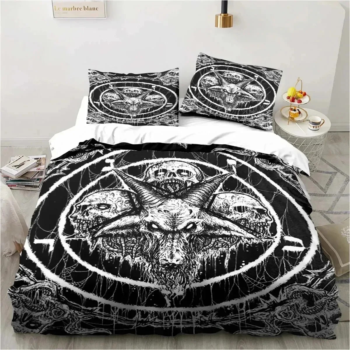 Satanic Satan Devil Bedding Set Boys Girls Twin Queen Size Duvet Cover Pillowcase Bed Boys Adult Fashion Home Textileextile