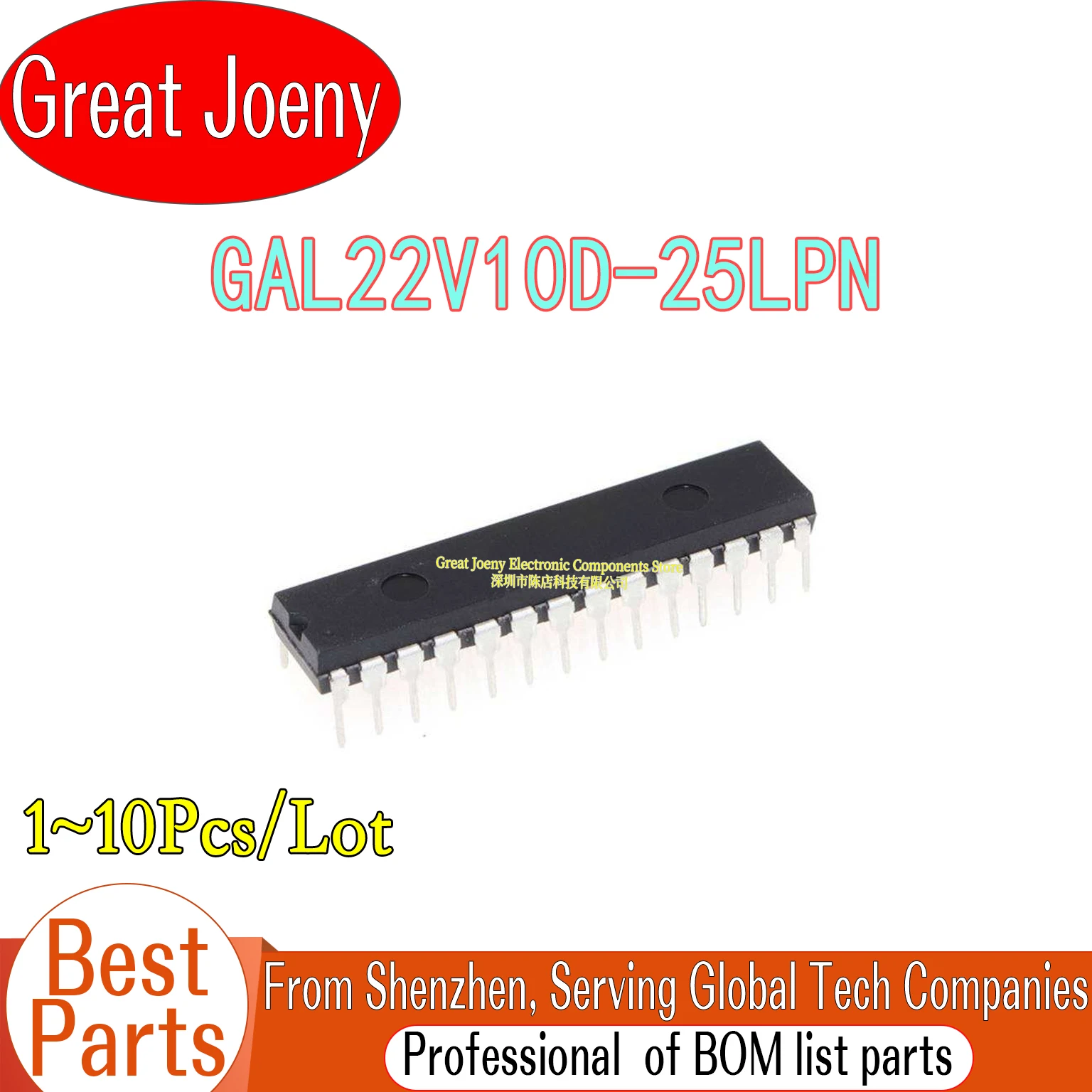 

(1-10 Piece)100% New GAL22V10D GAL22V10D-25LPN GAL22V10 IC Chipset DIP-24
