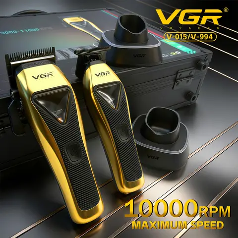 VGR Hair Clipper Electric Clippers Barber Adjustable Hair Cutting Machine 9000RPM Vector Motor Metal Hair Clippers Men V-015 994