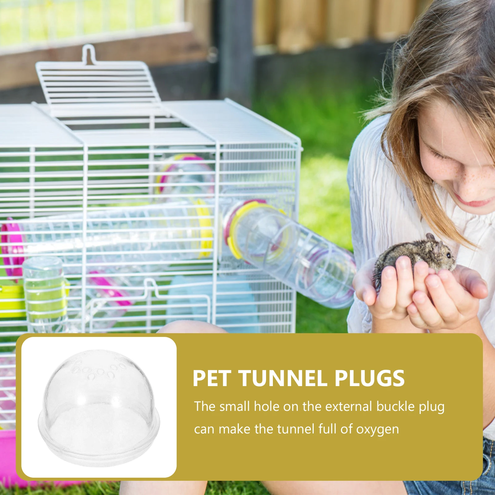 

3 Pcs Pet Tunnel Plugs Small Animal Cage Accessories Round Caps for Hamster Gerbil Mouse Safety End Plugs Oxygen Hole Random