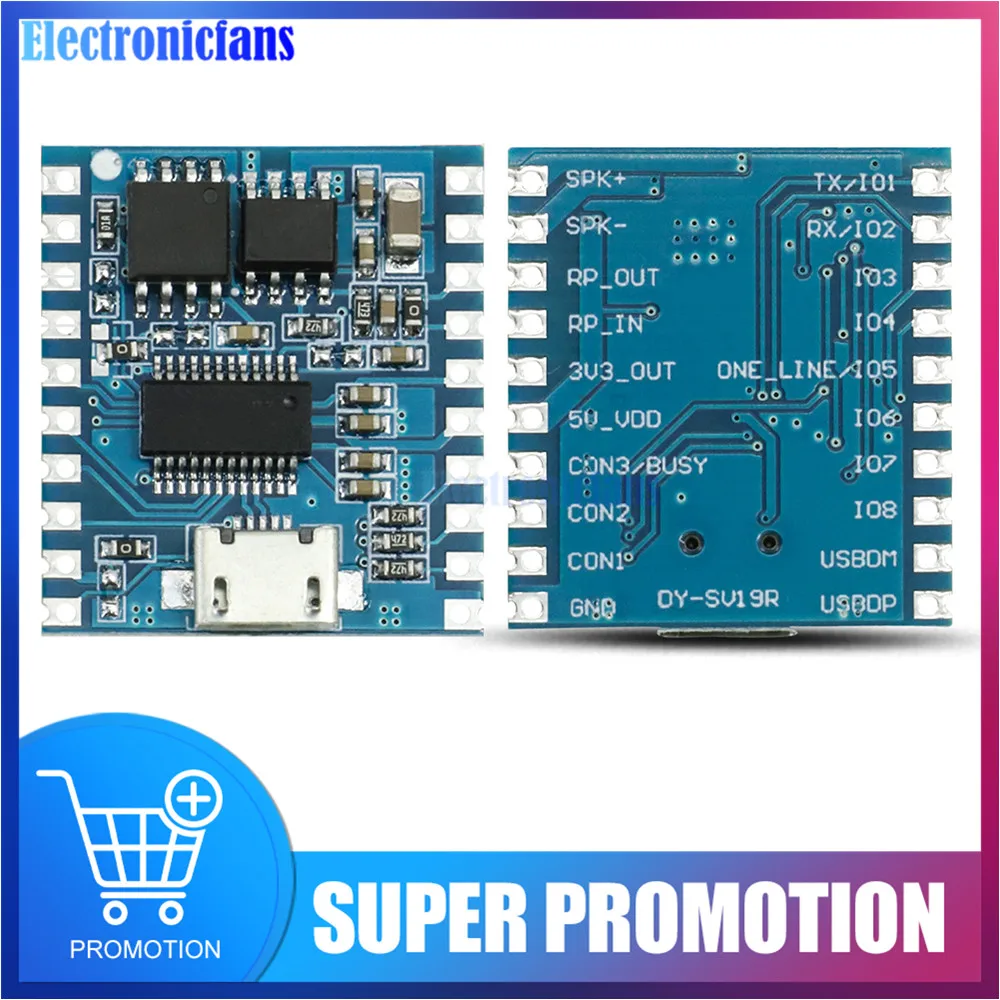 Voice Playback Control Module Triggers Serial Port One-to-One Control Segmented MP3 Onboard Storage IO Trigger DY-SV19R DY-SV17F