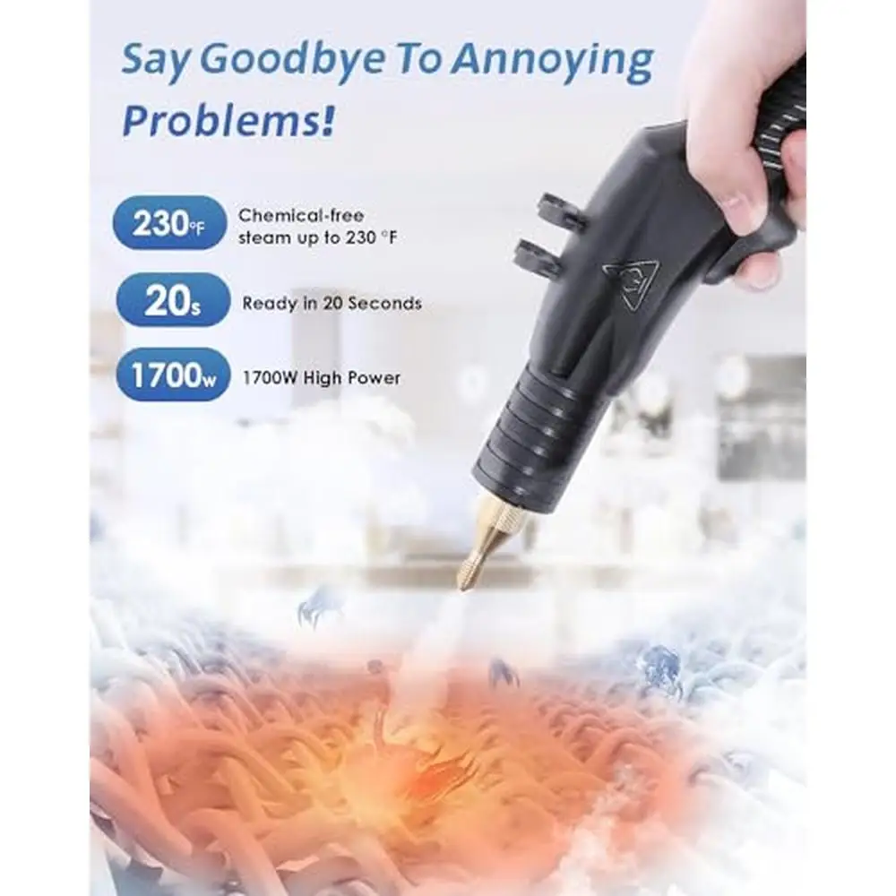 Высокомощный пароочиститель 1700 Вт, портативный пароочиститель для чистки плитки, автомобильный безрезервуарный дизайн, высокотемпературное чистящее средство