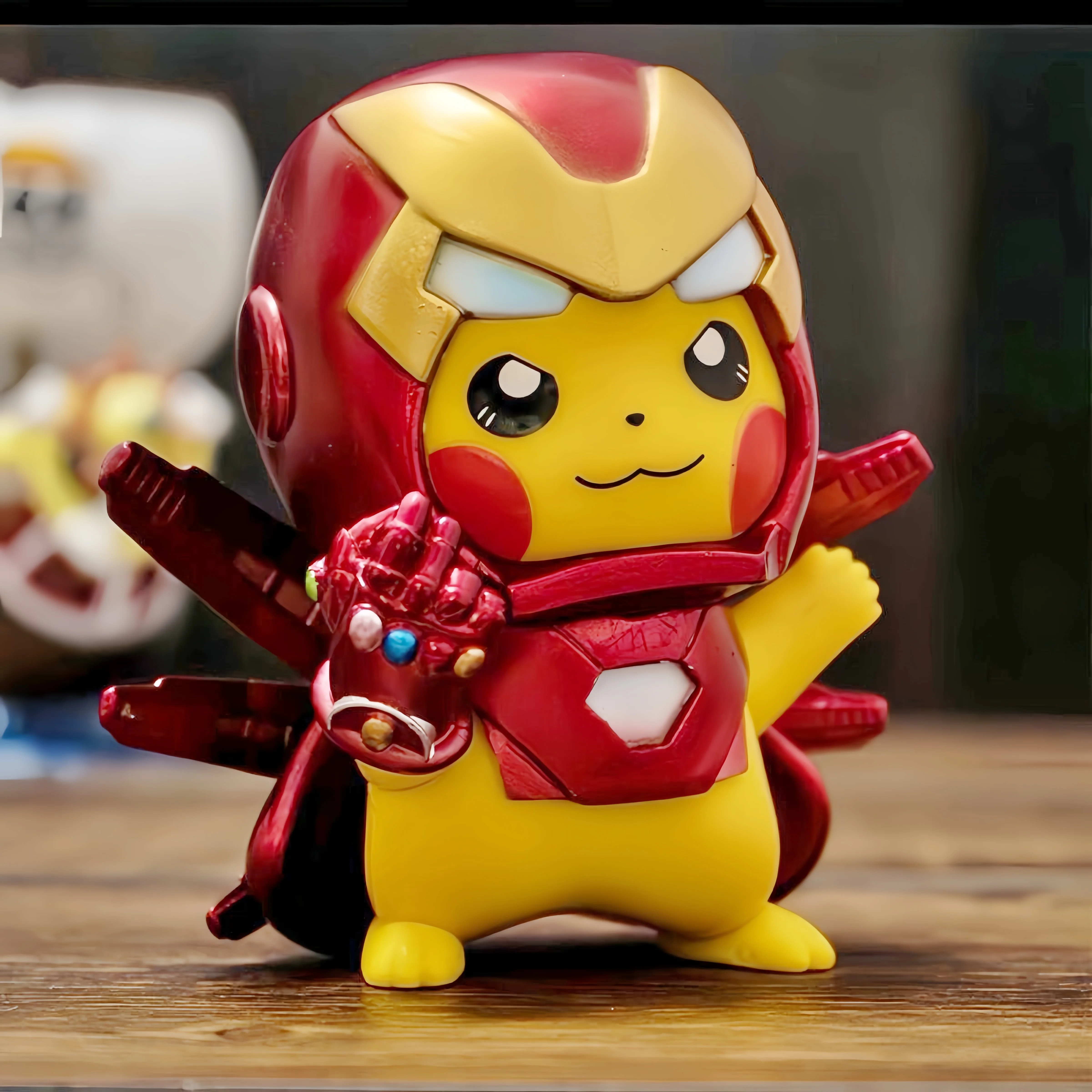 15cm Pocket Monster Pikachu Cos The Avengers Iron Man Pvc Material Cute Figurine Model Anime Model Car Ornaments Kids Doll Gift