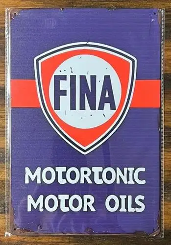 Fina Motortonic Motor Oils Vintage Neuheit Metallschild; Wandkunst