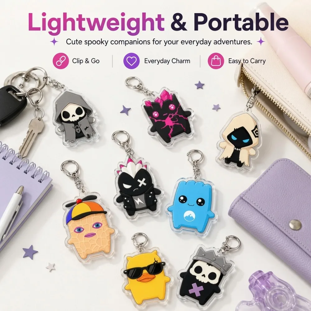 Cute Gaming Companion Sprite Fort Keychain Accessories Bag Battle Royal Game Keyrings Jewelry Manga Fans Gifts