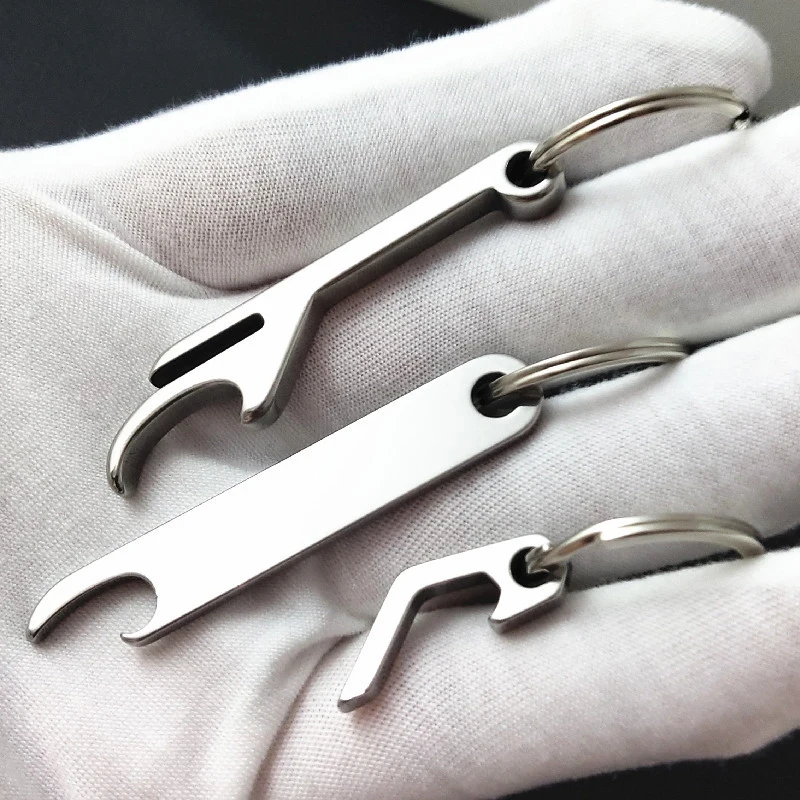 فتاحة زجاجات بيرة من الستانلس ستيل سلسلة مفاتيح ، فتاحة زجاجات صغيرة ، حلقة مفاتيح جيب مضحكة ، فتاحة زجاجات بيرة ، دلايات لطيفة ، 1 * *