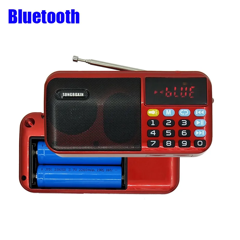 

Portable Bluetooth FM Radio Speaker Mini Handheld Digital USB TF MP3 Player With LED Flashlight Support 2 18650 Battery