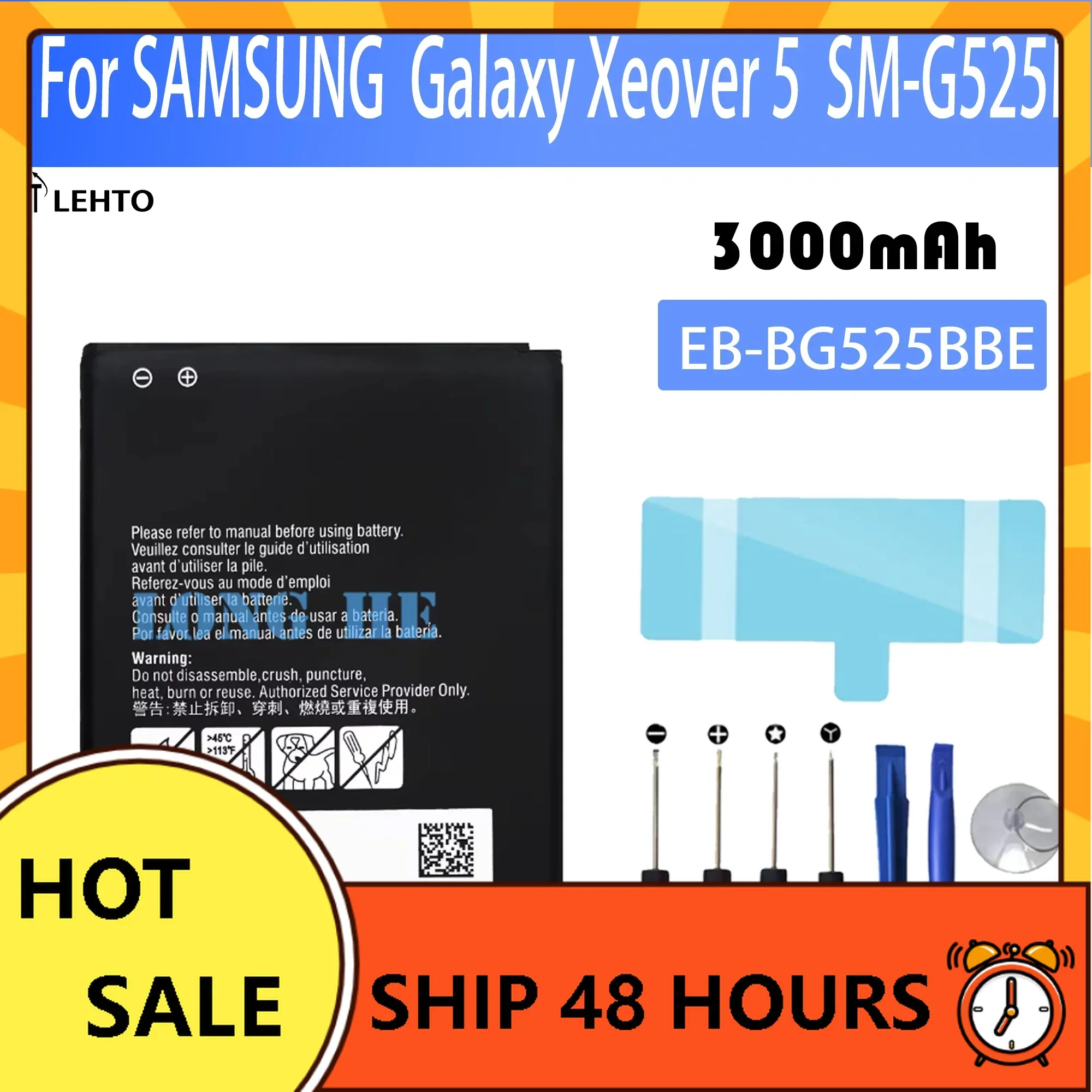 

100% New high capacity Battery EB-BG525BBE For SAMSUNG Galaxy Xcover5 SM-G525F Battery + Free Tools