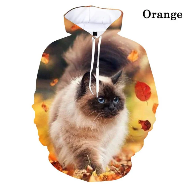 Personality Animal Sweatshirts 3d Cat Print Hoodie Men&women Cool Fashion Long-sleeved Pullover