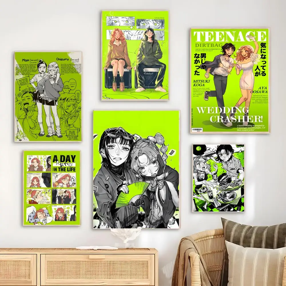 Anime Aya Oosawa Koga Mitsuki comic Poster Bedroom living room study & beyond self adhesive decor + perfect gift