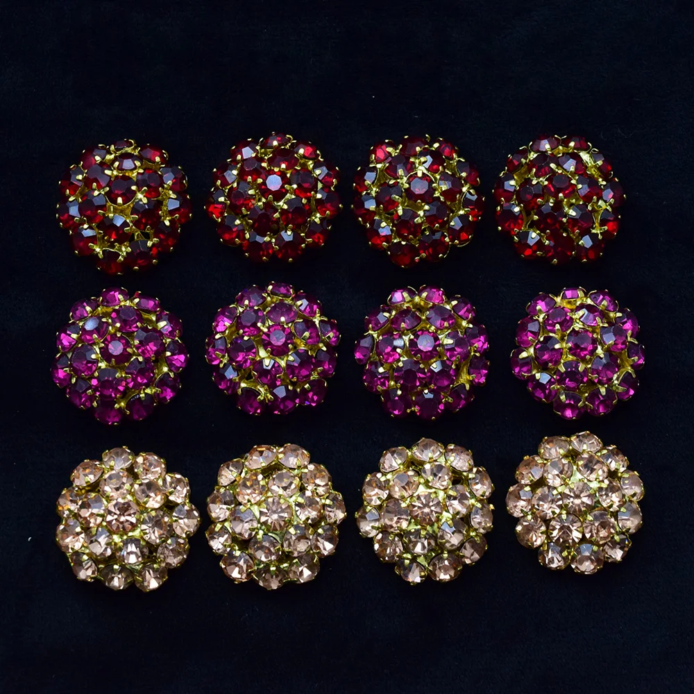 

10Pcs/Lot 26*26MM Metallic Rhinestone Buttons Diamond Accessories For Diy Decorative Buttons For Wedding Sewing Clothing