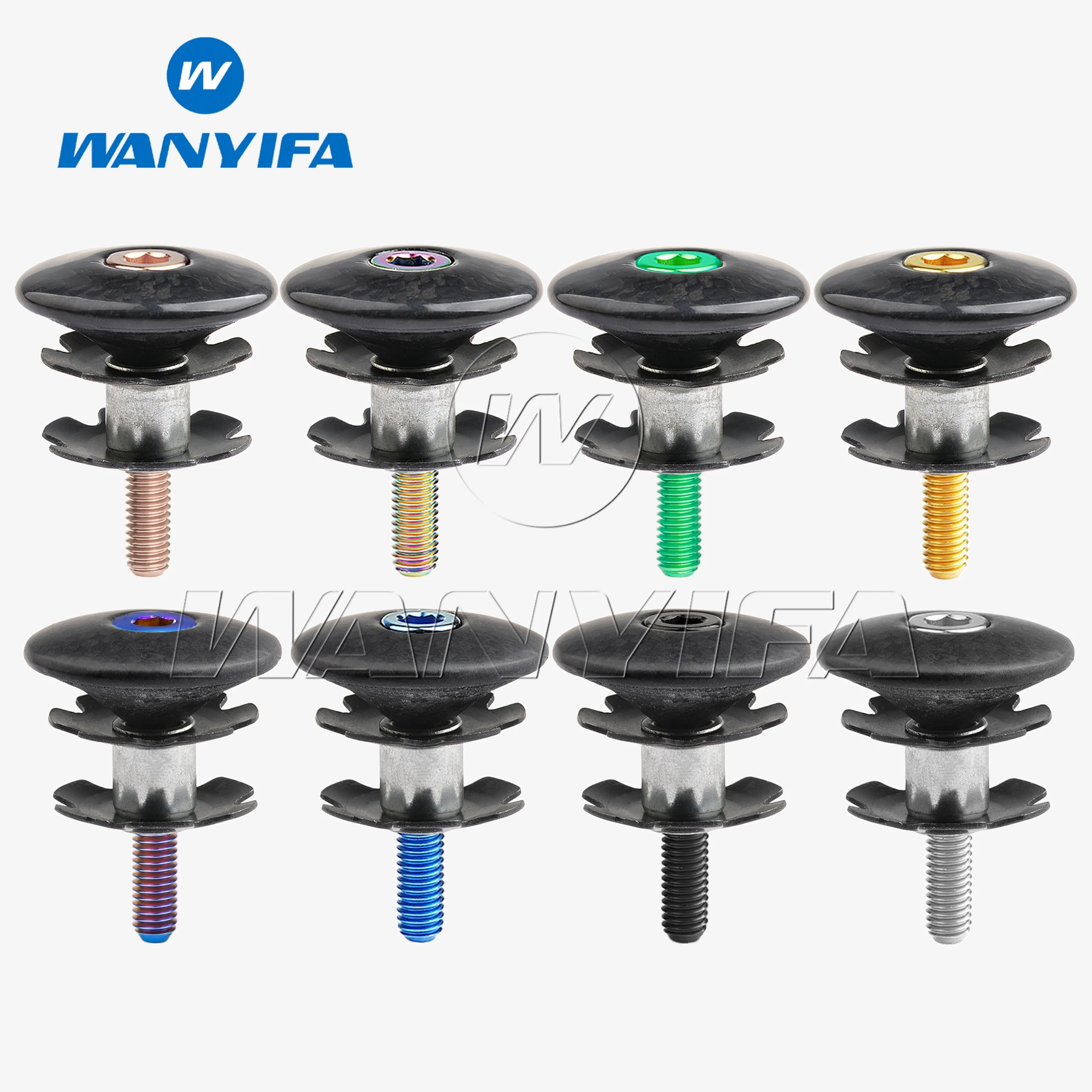 Wanyifa Bicycle Headset Carbon Fiber Top Cap Star Nut Titanium Bolt for Fork 1-1/8 Inch