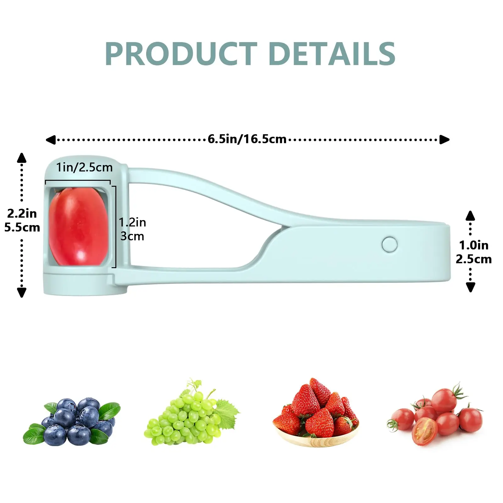 Picture 5: New Grape Cherry Tomato Strawberry Cutter Quarter Slicer Tool Stainless Steel Kitchen Gadget Fruit Cutter for Toddlers Baby