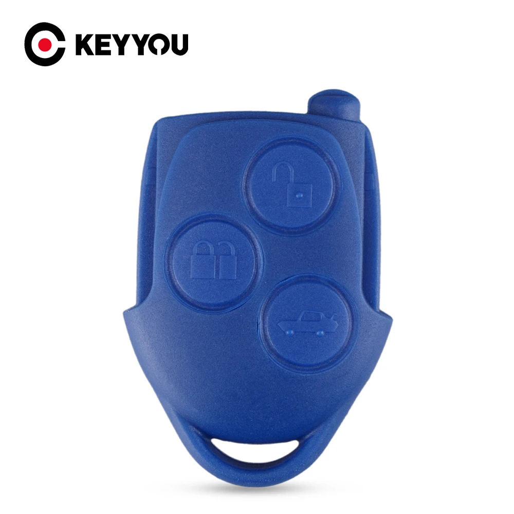 KEYYOU 3 BUTTON CONNECT REMOTE KEY FOB CASE SHELL FOR FORD TRANSIT WITH BLADE BLUE