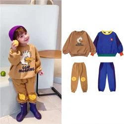 INS 2024 Korean Childrens Autumn Winter Clothes Sets For Girls Boys Babi Sweaters Kids Sweatshirts Long Sleeve O-neck Cute Tops