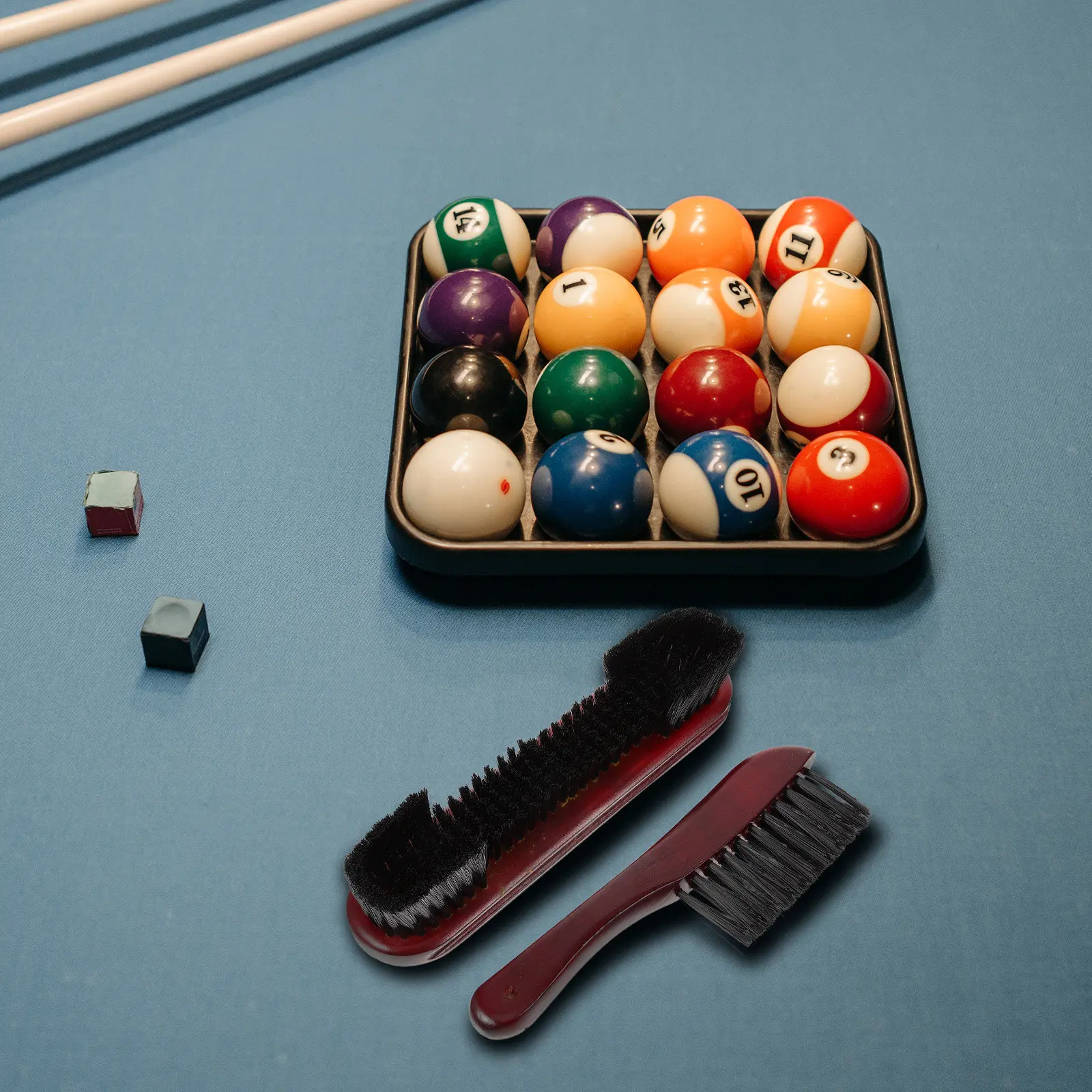 2Pcs Pool Table Brush Billiard Cleaner Set Wooden Handle Long Bristles Corner Rail Cleaning Multiuse Billiards Supplies Club