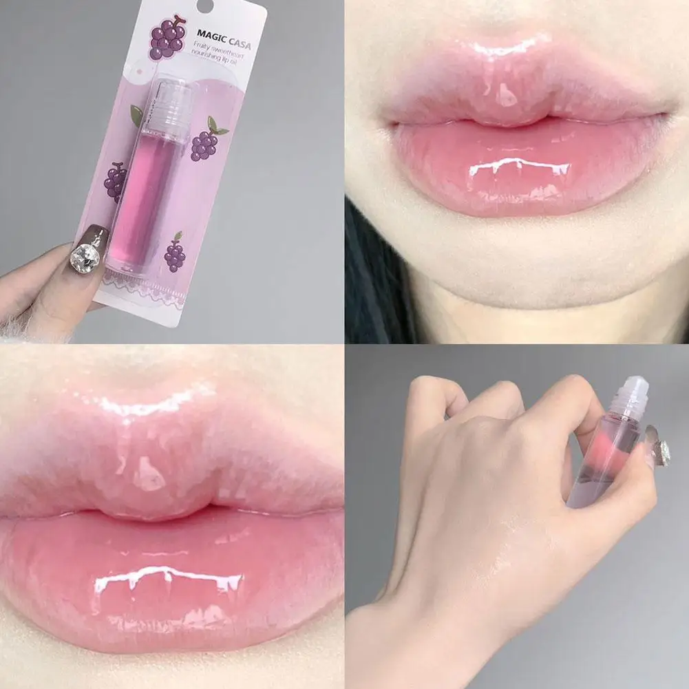 Rollerball Lip Óleo Essencial, Plumping Gloss, Bálsamo Não-pegajoso, Hidratar, Linhas de Elasticidade Sexy, Aumentar Esconder R8X1