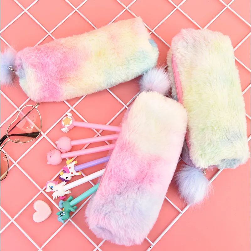 1PC Kawaii peluche astuccio bambini carino portapenne grande capacità per ragazza sacchetto di immagazzinaggio studente scuola forniture per ufficio