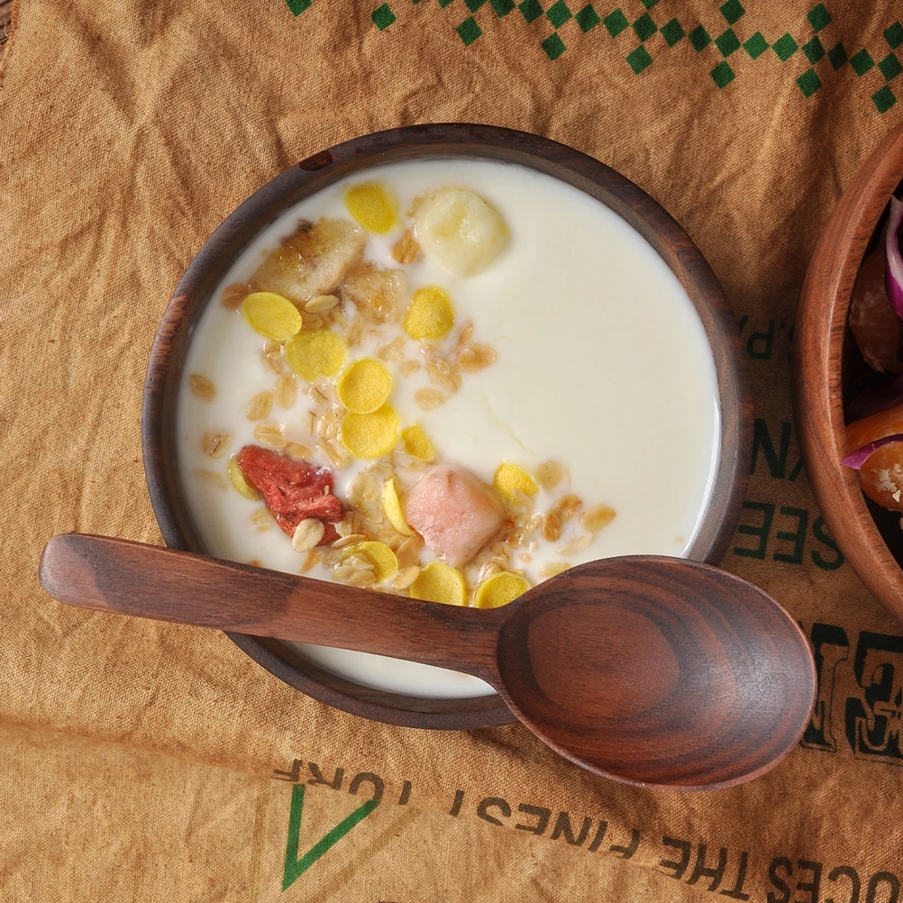 

Acacia Wood Sturdy Lightweight Household Wooden Bowl For Salad Rice Soup Yogurt Fruits Noodles Kitchen Supplies Deep