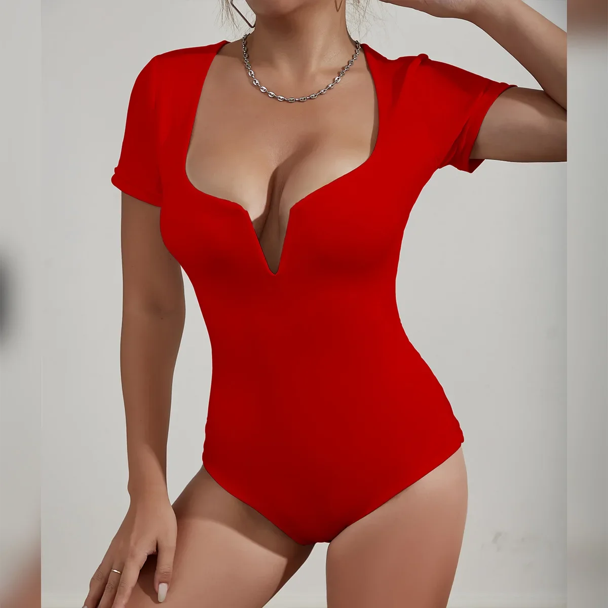 2025 Deep V-neck Short-sleeved Sexy Jumpsuit Rompers&Playsuits Jump Suit Plus Size 3XS-3XL